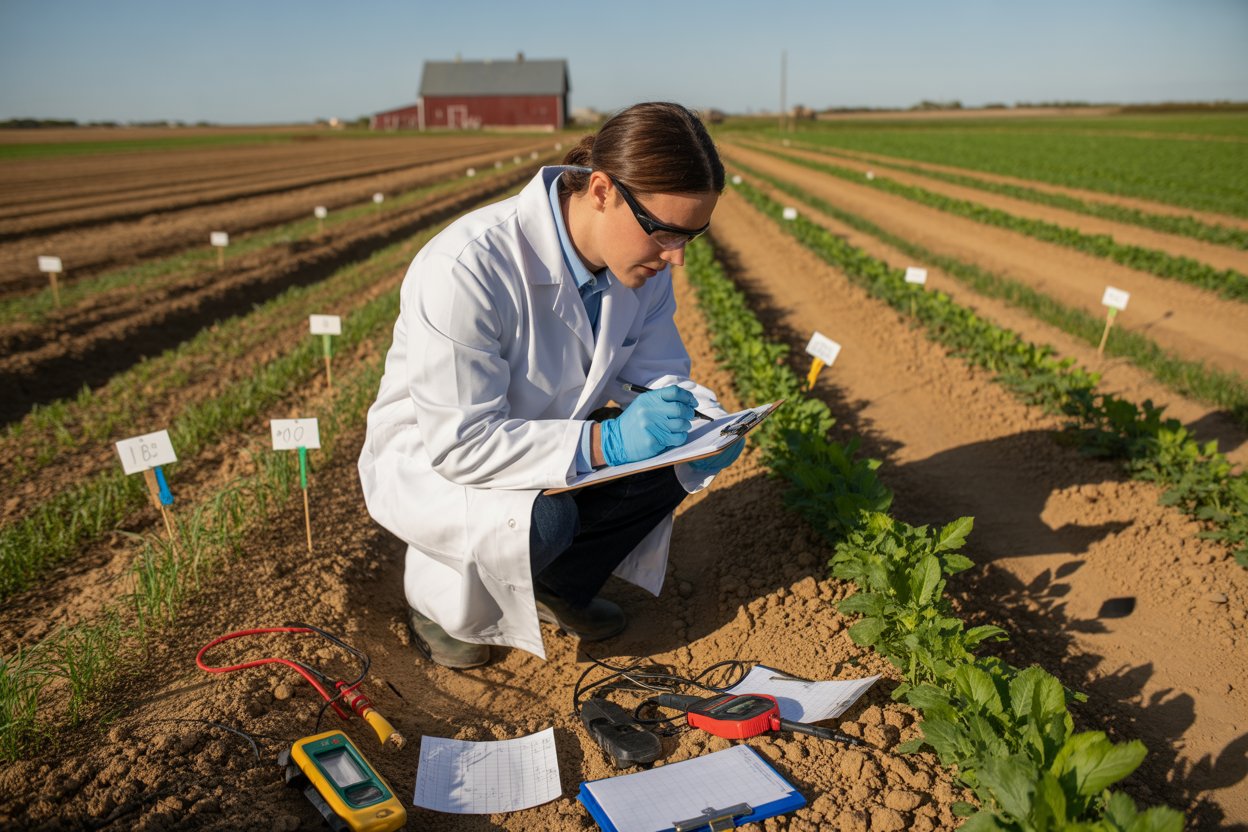 Field research and crop rows